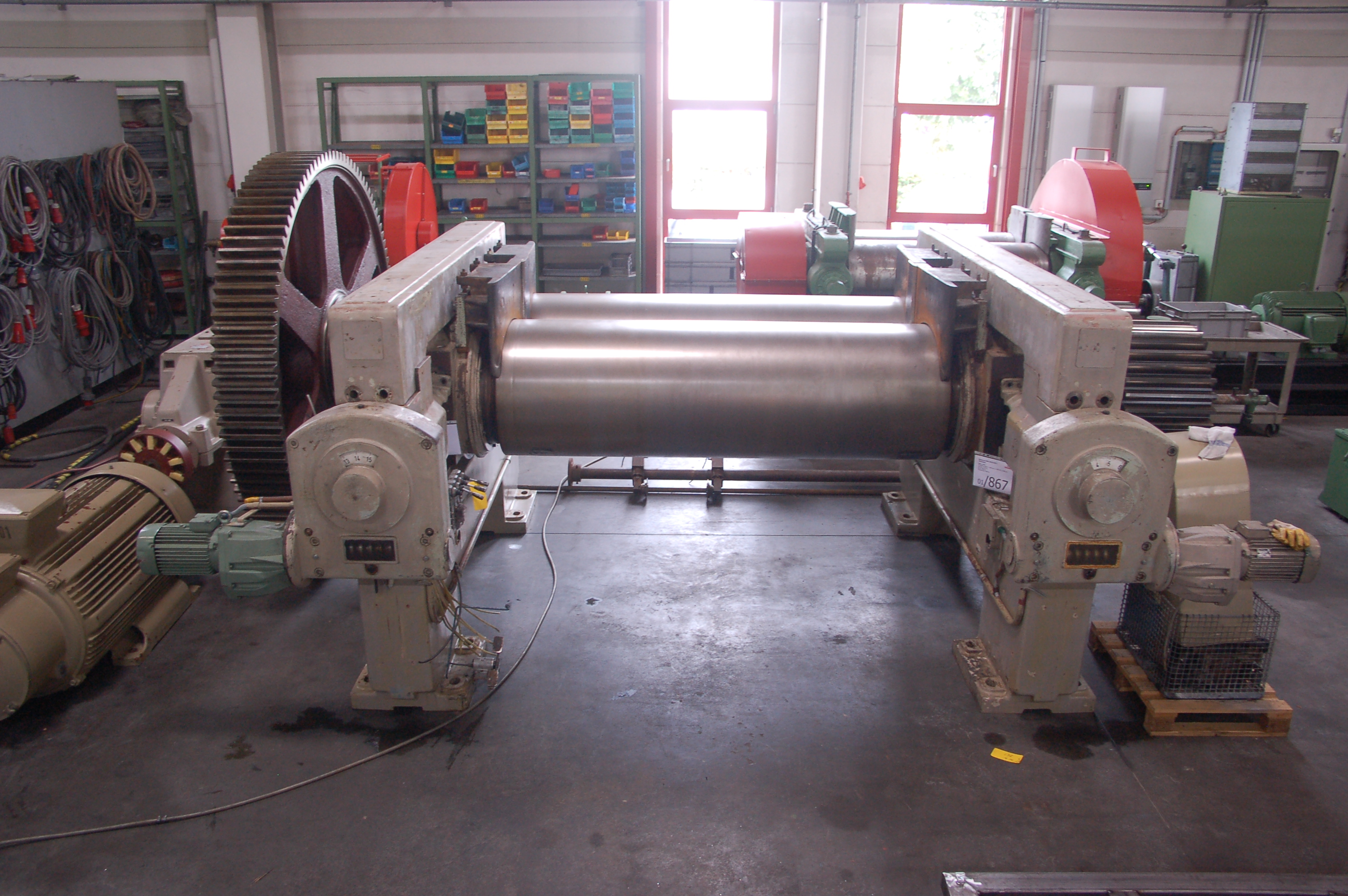 files/maschinenfotos/Walzwerk mixing mill mezcladora mezclador cilindros, melangeur cylindres Gummi rubber caoutchouc caucho Deguma 1-867-1.JPG